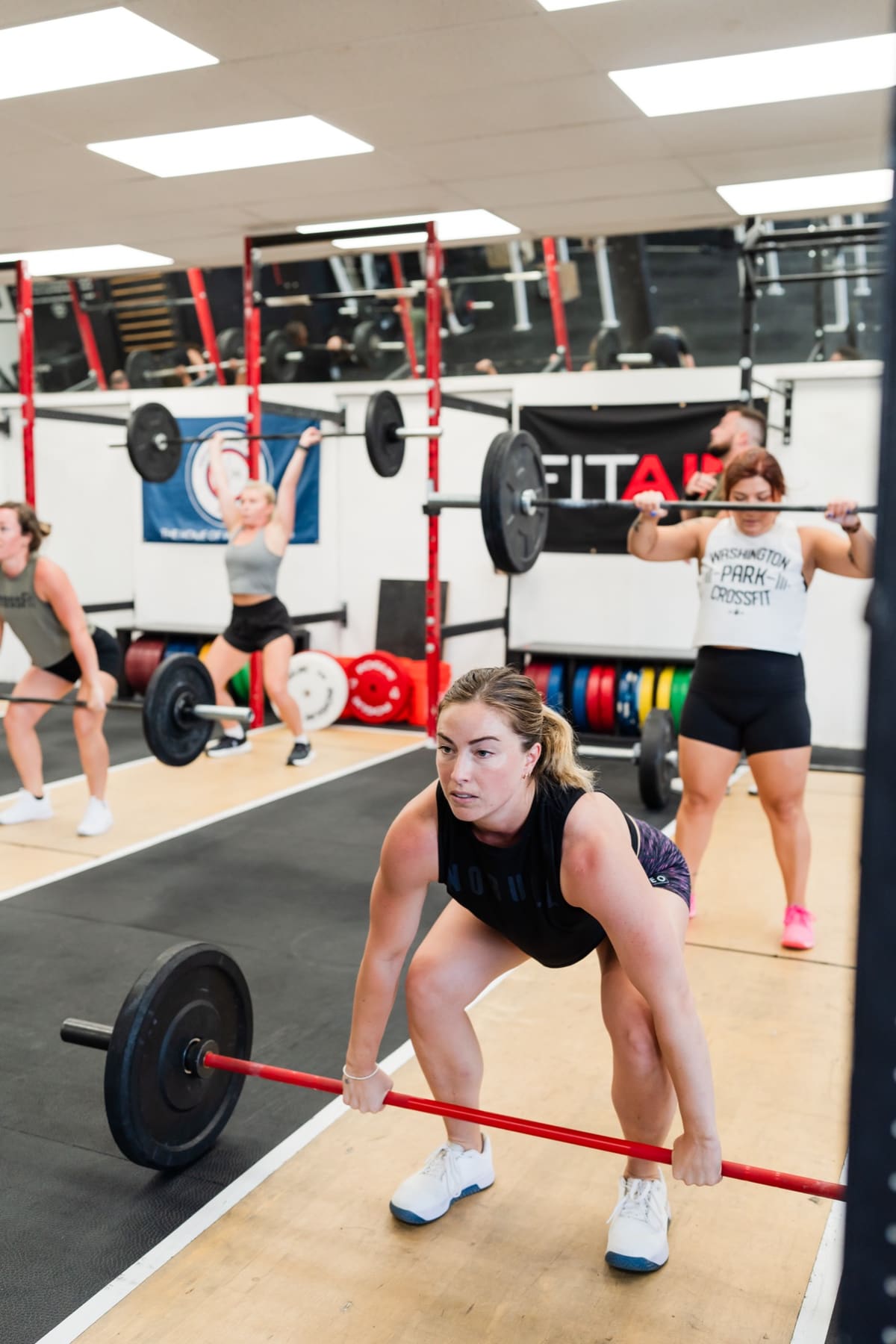 A CrossFit class working out at Washington Park CrossFit